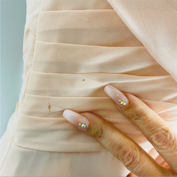 Peach Floor Length Chiffon Gown Classic Elegant Prom Dress Military Ball Dress - Picture 8 of 14